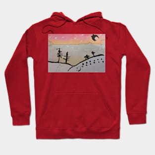 Painting of a Winter Night Scene in Watercolors Hoodie